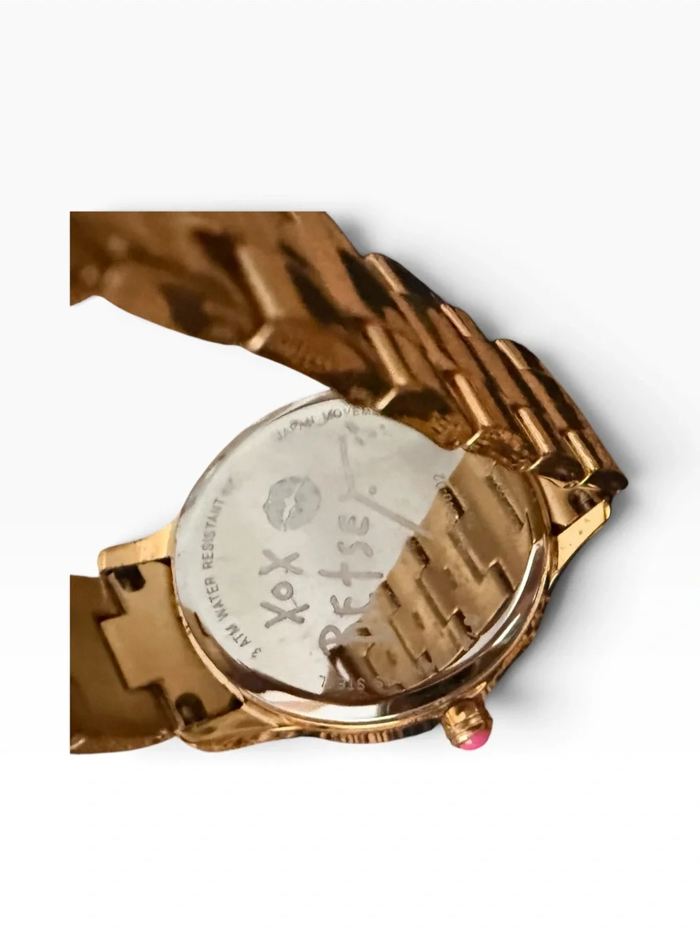 Betsey Johnson Gold Tone Oversized Spiral Number Dial Bracelet Watch